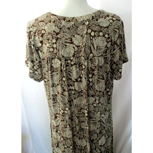 J. Jill Women's Brown & Cream Floral Print Short Sleeve Stretch Maxi Dress Large - Picture 6 of 10